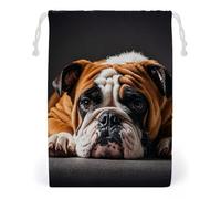 FHESDCW A Sad Bulldog Drawstring Bag Canvas, Reusable Travel Jewelry Pouches, Washable Storage Bags for Gift, Candy, Cosmetics 20 * 25cm
