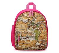 FHESDCW A Worn-out World Map Backpack for Men Women, Durable Small Bookbag Lightweight Daypack for Travel, Hiking, Pink-style, One Size, Daypack Backpacks