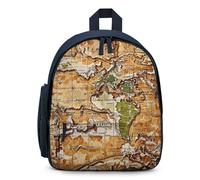 FHESDCW A Worn-out World Map Backpack for Men Women, Durable Small Bookbag Lightweight Daypack for Travel, Hiking, Blue-style, One Size, Daypack Backpacks