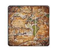 FHESDCW A Worn-Out World Map Picnic Blanket with Zippered Tote Bag, Waterproof Portable Outdoor Blanket, Lightweight Foldable Outdoor Mat for Beach, Camping, Park, 150x150cm