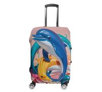 FHESDCW Abstract Animal Dolphin Luggage Covers for Suitcases, Washable Travel Accessories, Anti-Scratch & Dust Protection Suitcase Cover Protector Fits 19-32 Inch Luggage, style, Small, Classic