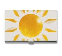 FHESDCW Abstract Art Golden Sunlight Business Card Holder for Men & Women, Professional Card Case with Buckle Style Shut, Compact And Portable Metal Case for Office Workers, style, One Size, Classic