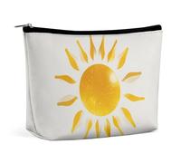 FHESDCW Abstract Art Golden Sunlight Makeup Bag for Women PU Leather Waterproof Cosmetic Bag with Zipper Portable Travel Makeup Organizer