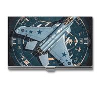 FHESDCW Air Force Fighter Jet Business Card Holder for Men & Women, Professional Card Case with Buckle Style Shut, Compact And Portable Metal Case for Office Workers, style, One Size, Classic
