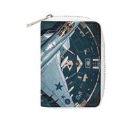 FHESDCW Air Force Fighter Jet Card Holder for Men Women, Leather Credit Card Holder with 20 Card Slots Small Purse with Zipper