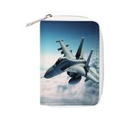 FHESDCW Aircraft Fighter Jets Leather Card Bag Credit Card Holder Zipper Wallet With 20 Card Slots Slim Wallet Debit Card Protector Organizer Case, style, 16x11.5cm