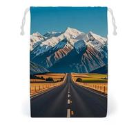 FHESDCW Alpine Snowy Mountain Drawstring Bag Canvas, Reusable Travel Jewelry Pouches, Washable Storage Bags for Gift, Candy, Cosmetics 20 * 25cm