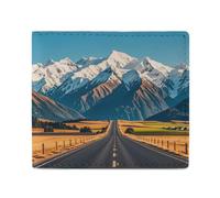 FHESDCW Alpine Snowy Mountain Wallet Elegant Leather Wallets with ID Window & 2 Card Slots, Slim Bifold Wallet for Men Women