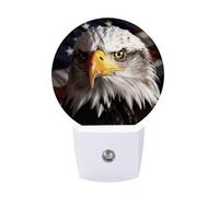 FHESDCW America Flag and Eagle Night Lights Plug Into Wall, LED Nightlights Auto On/Off Dusk to Dawn Sensor, Energy Efficient Night Lamp Soft Glow for Hallway Bedroom Bathroom Kitchen, 0.5W
