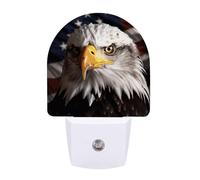 FHESDCW America Flag and Eagle Night Lights Plug Into Wall, LED Nightlights Auto On/Off Dusk to Dawn Sensor, Energy Efficient Night Lamp Soft Glow for Hallway Bedroom Bathroom Kitchen, 0.5W
