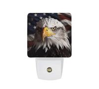 FHESDCW America Flag and Eagle Night Lights Plug Into Wall, LED Nightlights Auto On/Off Dusk to Dawn Sensor, Energy Efficient Night Lamp Soft Glow for Hallway Bedroom Bathroom Kitchen, 0.5W