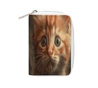 FHESDCW An Orange Cat Leather Card Bag Credit Card Holder Zipper Wallet With 20 Card Slots Slim Wallet Debit Card Protector Organizer Case, style, 16x11.5cm
