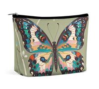 FHESDCW Ancient Butterfly Makeup Bag for Women PU Leather Waterproof Cosmetic Bag with Zipper Portable Travel Makeup Organizer
