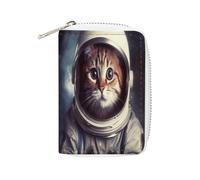 FHESDCW Animal Cat Astronaut Leather Card Bag Credit Card Holder Zipper Wallet With 20 Card Slots Slim Wallet Debit Card Protector Organizer Case, style, 16x11.5cm