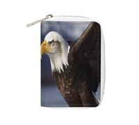 FHESDCW Animals Bald Eagle Leather Card Bag Credit Card Holder Zipper Wallet With 20 Card Slots Slim Wallet Debit Card Protector Organizer Case, style, 16x11.5cm