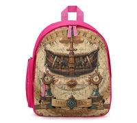 FHESDCW Antique Treasure Map Backpack for Men Women, Durable Small Bookbag Lightweight Daypack for Travel, Hiking, Pink-style, One Size, Daypack Backpacks