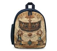 FHESDCW Antique Treasure Map Backpack for Men Women, Durable Small Bookbag Lightweight Daypack for Travel, Hiking, Blue-style, One Size, Daypack Backpacks