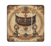 FHESDCW Antique Treasure Map Picnic Blanket with Zippered Tote Bag, Waterproof Portable Outdoor Blanket, Lightweight Foldable Outdoor Mat for Beach, Camping, Park, 150x150cm
