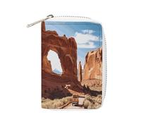 FHESDCW Arches National Park Entrance Leather Card Bag Credit Card Holder Zipper Wallet With 20 Card Slots Slim Wallet Debit Card Protector Organizer Case, style, 16x11.5cm