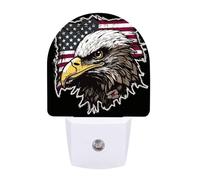 FHESDCW Army Cool American Flag Eagle Night Lights Plug Into Wall, LED Nightlights Auto On/Off Dusk to Dawn Sensor, Energy Efficient Night Lamp Soft Glow for Hallway Bedroom Bathroom Kitchen, 0.5W