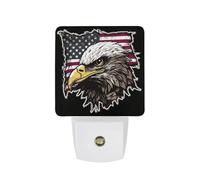 FHESDCW Army Cool American Flag Eagle Night Lights Plug Into Wall, LED Nightlights Auto On/Off Dusk to Dawn Sensor, Energy Efficient Night Lamp Soft Glow for Hallway Bedroom Bathroom Kitchen, 0.5W