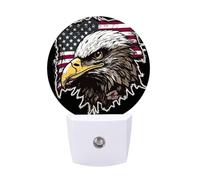FHESDCW Army Cool American Flag Eagle Night Lights Plug Into Wall, LED Nightlights Auto On/Off Dusk to Dawn Sensor, Energy Efficient Night Lamp Soft Glow for Hallway Bedroom Bathroom Kitchen, 0.5W