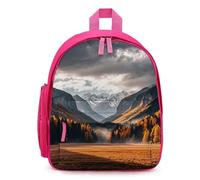 FHESDCW Autumn Rainy in The Valley Backpack for Men Women, Durable Small Bookbag Lightweight Daypack for Travel, Hiking, Pink-style, One Size, Daypack Backpacks