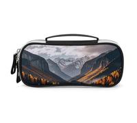 FHESDCW Autumn Rainy in The Valley Pencil Case with Zipper - Large Capacity, Portable Small Cosmetic Bag for Travel, Vintage PU Leather Pencil Pouch for Women Men