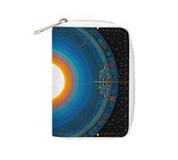 FHESDCW Balance Point of Cosmic Culture Card Holder for Men Women, Leather Credit Card Holder with 20 Card Slots Small Purse with Zipper