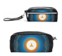FHESDCW Balance Point of Cosmic Culture Pencil Case Large Capacity with Zipper, Hanging Water Proof Cosmetic Bag for Travel, Vintage Leather Pencil Pouch for Women Men