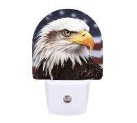 FHESDCW Bald Eagle Night Lights Plug Into Wall, LED Nightlights Auto On/Off Dusk to Dawn Sensor, Energy Efficient Night Lamp Soft Glow for Hallway Bedroom Bathroom Kitchen, 0.5W