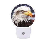 FHESDCW Bald Eagle Night Lights Plug Into Wall, LED Nightlights Auto On/Off Dusk to Dawn Sensor, Energy Efficient Night Lamp Soft Glow for Hallway Bedroom Bathroom Kitchen, 0.5W
