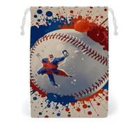 FHESDCW Baseball Splatter Style Drawstring Bag Canvas, Reusable Travel Jewelry Pouches, Washable Storage Bags for Gift, Candy, Cosmetics 12 * 18cm