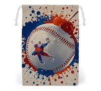 FHESDCW Baseball Splatter Style Drawstring Bag Canvas, Reusable Travel Jewelry Pouches, Washable Storage Bags for Gift, Candy, Cosmetics 20 * 25cm