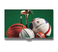 FHESDCW Basketball Rugby Baseball Golf Business Card Holder for Men & Women, Professional Card Case with Buckle Style Shut, Compact And Portable Metal Case for Office Workers, style, One Size, Classic