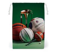 FHESDCW Basketball Rugby Baseball Golf Drawstring Bag Canvas, Reusable Travel Jewelry Pouches, Washable Storage Bags for Gift, Candy, Cosmetics 20 * 25cm