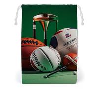 FHESDCW Basketball Rugby Baseball Golf Drawstring Bag Canvas, Reusable Travel Jewelry Pouches, Washable Storage Bags for Gift, Candy, Cosmetics 12 * 18cm