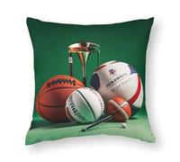 FHESDCW Basketball Rugby Baseball Golf Pillow Cover, Soft Pillow Covers - Hidden Zipper Closure, Standard Square 17"x17" Pillowcases, Decorative Cushion Cases for Couch, Sofa, Outdoor