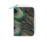 FHESDCW Beautiful Peacock Feathers Leather Card Bag Credit Card Holder Zipper Wallet With 20 Card Slots Slim Wallet Debit Card Protector Organizer Case, style, 16x11.5cm