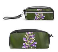 FHESDCW Beige Aesthetic Sage Pencil Case Large Capacity with Zipper, Hanging Water Proof Cosmetic Bag for Travel, Vintage Leather Pencil Pouch for Women Men