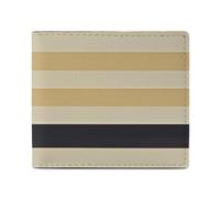 FHESDCW Beige Black Stripes Wallet Elegant Leather Wallets with ID Window & 2 Card Slots, Slim Bifold Wallet for Men Women