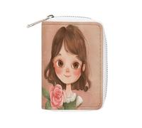 FHESDCW Big Eyes Girl Leather Card Bag Credit Card Holder Zipper Wallet With 20 Card Slots Slim Wallet Debit Card Protector Organizer Case, style, 16x11.5cm