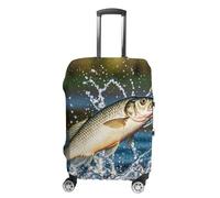 FHESDCW Big Mouth Bass Bites Bait Luggage Covers for Suitcases, Washable Travel Accessories, Anti-Scratch & Dust Protection Suitcase Cover Protector Fits 19-32 Inch Luggage, Style, M, Classic
