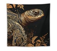 FHESDCW Black And Gold Sea Turtle Pattern Tapestry for Bedroom Aesthetic - Lightweight Wall Hanging Backdrop Vintage Wall Art Tapestry Easy to Hang for Living Room Dorm Home Decor 60"x60"