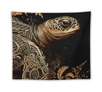 FHESDCW Black And Gold Sea Turtle Pattern Tapestry for Bedroom Aesthetic - Lightweight Wall Hanging Backdrop Vintage Wall Art Tapestry Easy to Hang for Living Room Dorm Home Decor 50"x60"