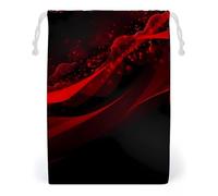 FHESDCW Black And Red Background Drawstring Bag Canvas, Reusable Travel Jewelry Pouches, Washable Storage Bags for Gift, Candy, Cosmetics 12 * 18cm