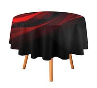 FHESDCW Black and Red Background Tablecloth Heat Resistant, Polyester Round Table Cover Durable Washable Table Cloth for Kitchen, Party, Wedding, Picnic 60x60in