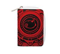 FHESDCW Black And Red Card Holder for Men Women, Leather Credit Card Holder with 20 Card Slots Small Purse with Zipper