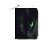 FHESDCW Black Cat Green Eyes Leather Card Bag Credit Card Holder Zipper Wallet With 20 Card Slots Slim Wallet Debit Card Protector Organizer Case, style, 16x11.5cm