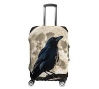 FHESDCW Black Crow on Full Moon Luggage Covers for Suitcases, Washable Travel Accessories, Anti-Scratch & Dust Protection Suitcase Cover Protector Fits 19-32 Inch Luggage, Style, M, Classic